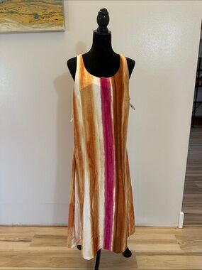 Alfani Striped Maxi Dress in Gold, Cream & Pink